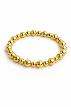 Gold Beaded Bracelet – 7 mm Ball, Stretch Elastic Design