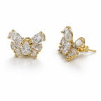 CZ Butterfly Stud Earrings – Gold Plated, 1.5×1.3 cm