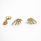 CZ Wing Stud Earrings – Gold Plated, 1.5×1 cm