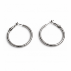 Classic Hoop Earrings – White Gold Plated, 2.5/3/3.5/4.5 см