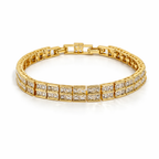 Double Row CZ Bracelet White Or Gold Plated – Tennis Style Bracelet for Women