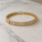 Double Row CZ Bracelet White Or Gold Plated – Tennis Style Bracelet for Women