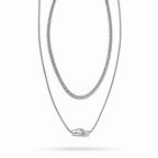 White Gold Plated Layered Necklace – Double Layer Hypoallergenic Necklace 38 cm + 45+5 cm