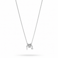 White Gold Plated Charm Necklace with Heart Pendant – Hypoallergenic Necklace 45+5 cm / 17.7”+2”