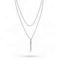 White Gold Plated Layered Necklace with Crystal Pendant – Double Layer Hypoallergenic Necklace 36 cm + 45+5 cm