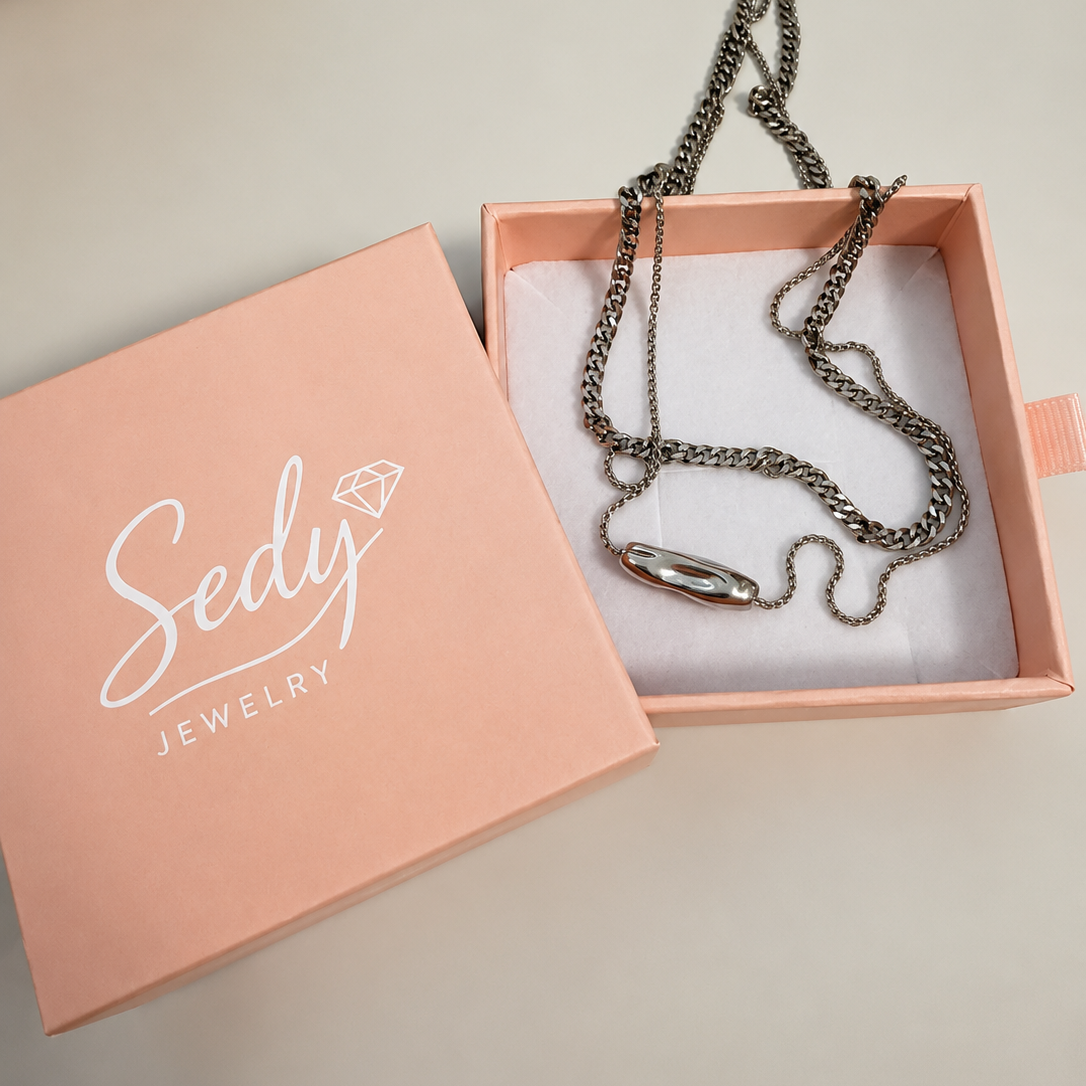 White Gold Plated Layered Necklace – Double Layer Hypoallergenic Necklace 38 cm + 45+5 cm