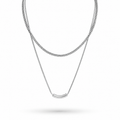 White Gold Plated Layered Necklace – Built-In Double Layer Hypoallergenic Necklace 38/45+5 cm