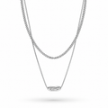 White Gold Plated Layered Necklace – Double Layer Hypoallergenic Necklace 38 cm + 45+5 cm