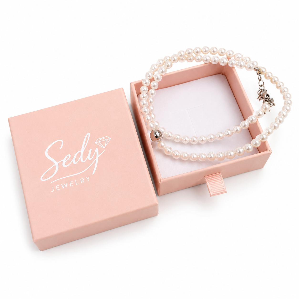 White & Yellow Gold Plated Synthetic Pearl Necklace – Hypoallergenic Pearl Choker 45 cm / 17.7”