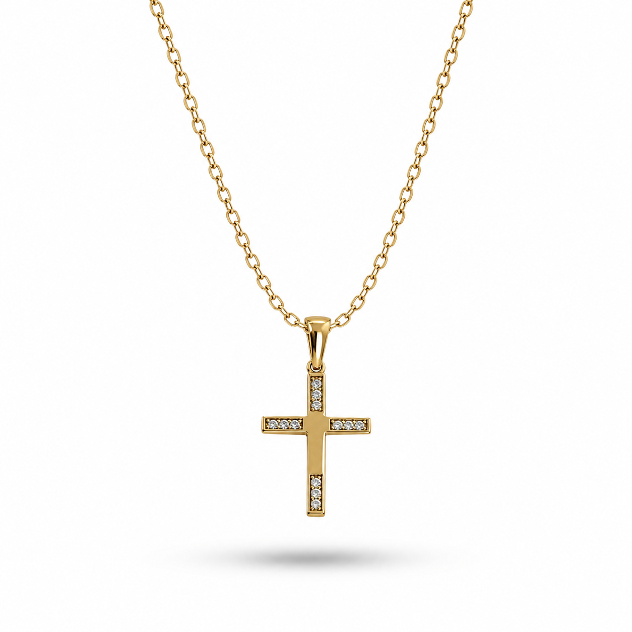 Gold Plated CZ Pendant Necklace – Hypoallergenic Statement Necklace 45 cm / 17.7”
