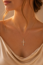Gold Plated CZ Pendant Necklace – Hypoallergenic Statement Necklace 45 cm / 17.7”