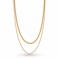 Gold Plated Layered Necklace – Built-In Double Layer Hypoallergenic Necklace 38 cm + 45+5 cm