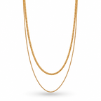 Gold Plated Layered Necklace – Built-In Double Layer Hypoallergenic Necklace 38 cm + 45+5 cm