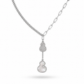 White Gold Plated CZ Pendant Necklace – Hypoallergenic Statement Necklace 40 cm / 15.7”