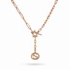 Rose Gold Plated Pendant Necklace – Statement Chain Necklace 45+5 cm