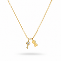 Sedy Jewelry Gold Plated Key and Lock Pendant Necklace, 40+5 cm Chain