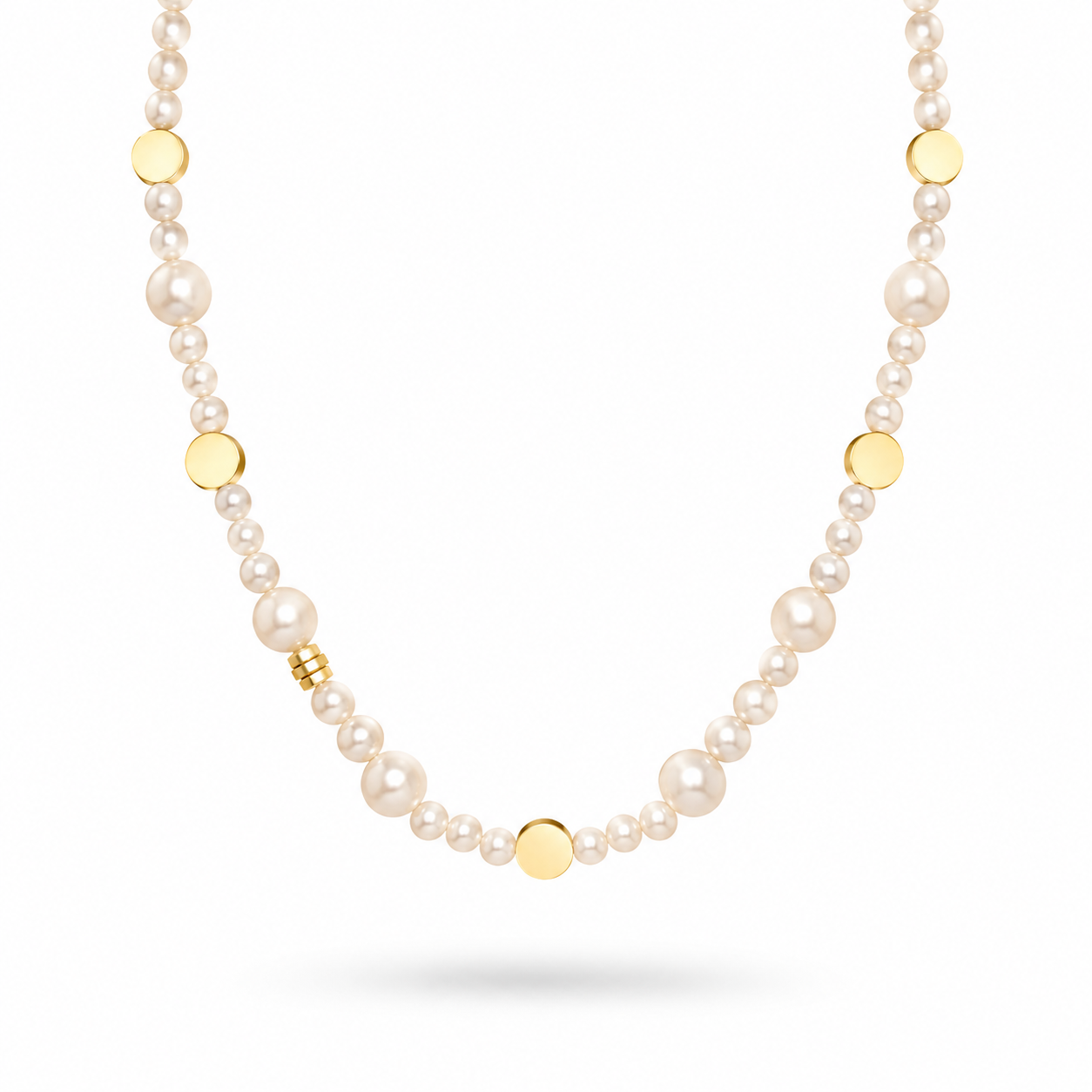 Gold Plated Pearl Beaded Necklace – Statement Pearl Necklace 45+5 cm