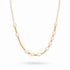 Gold Plated Pearl Beaded Necklace – Minimalist Pearl Necklace 45+5 cm