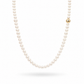 White & Yellow Gold Plated Synthetic Pearl Necklace – Hypoallergenic Pearl Choker 45 cm / 17.7”