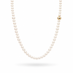 White & Yellow Gold Plated Synthetic Pearl Necklace – Hypoallergenic Pearl Choker 45 cm / 17.7”