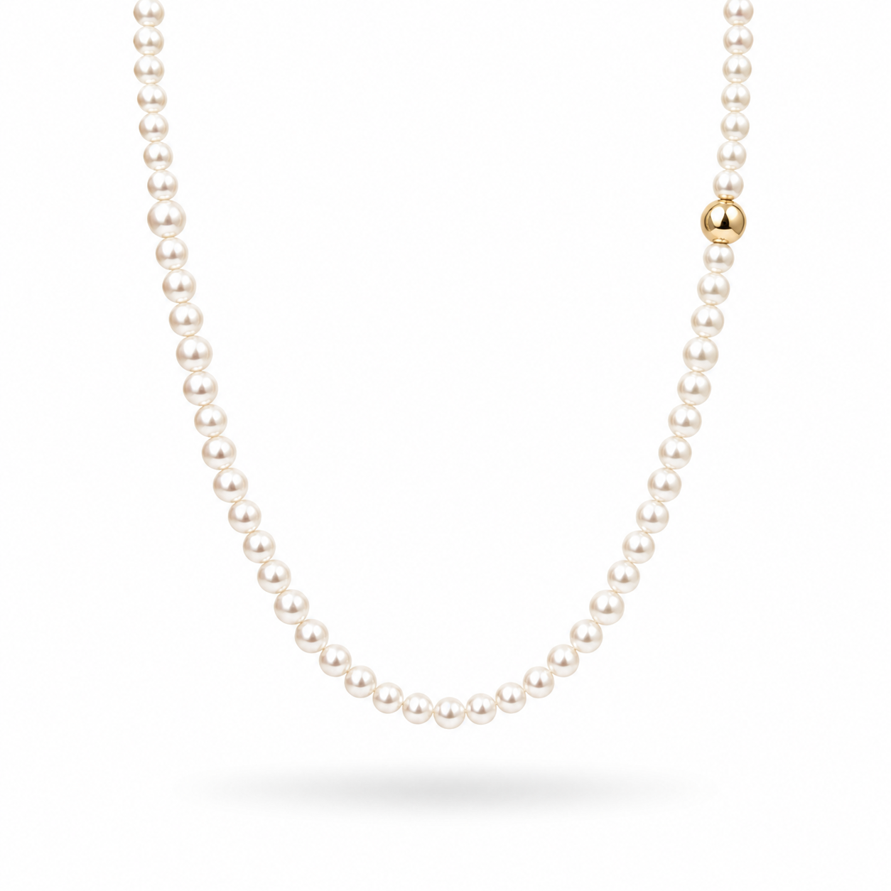 White & Yellow Gold Plated Synthetic Pearl Necklace – Hypoallergenic Pearl Choker 45 cm / 17.7”