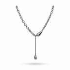 White Gold Plated Drop Pendant Necklace – Modern Chain Necklace 40+5 cm