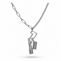 White Gold Plated Charm Pendant Necklace – Modern Statement Necklace 45+5 cm