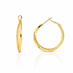 Sedy Jewelry Gold Plated Twisted Hoop Earrings, 30mm Elegant Hoops