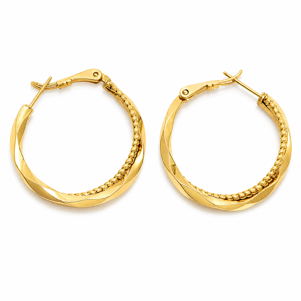 Sedy Jewelry Gold Plated Twisted Hoop Earrings, 30mm Elegant Hoops