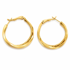 Sedy Jewelry Gold Plated Twisted Hoop Earrings, 30mm Elegant Hoops