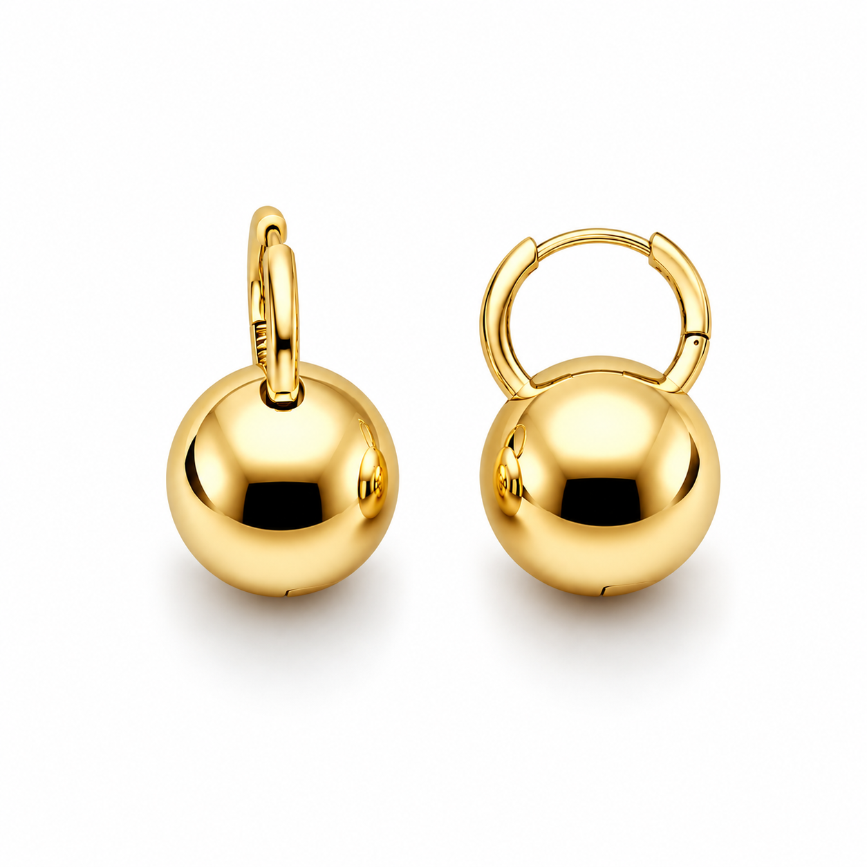 Gold Plated / White Gold Plated Ball Drop Hoop Earrings