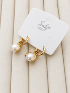 Gold Plated Pearl Drop Hoop Earrings | Minimalist Earrings