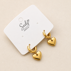 Gold Plated Heart Charm Hoop Earrings | Minimalist Huggies