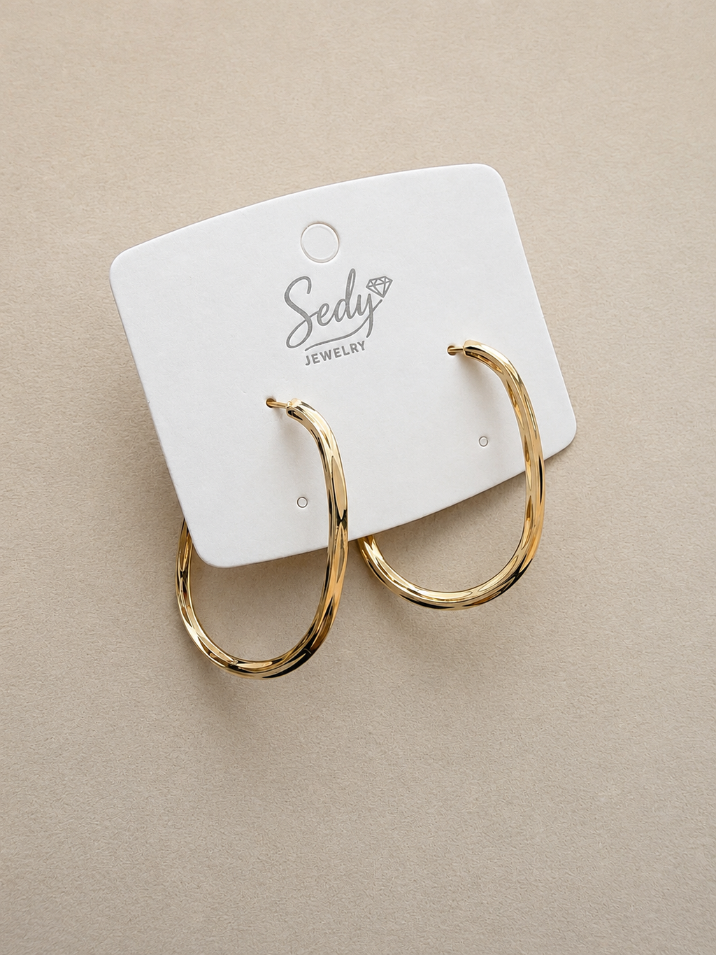 Gold Plated Textured Oval Hoop Earrings | Large Statement Hoops