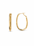 Gold Plated Textured Oval Hoop Earrings | Large Statement Hoops