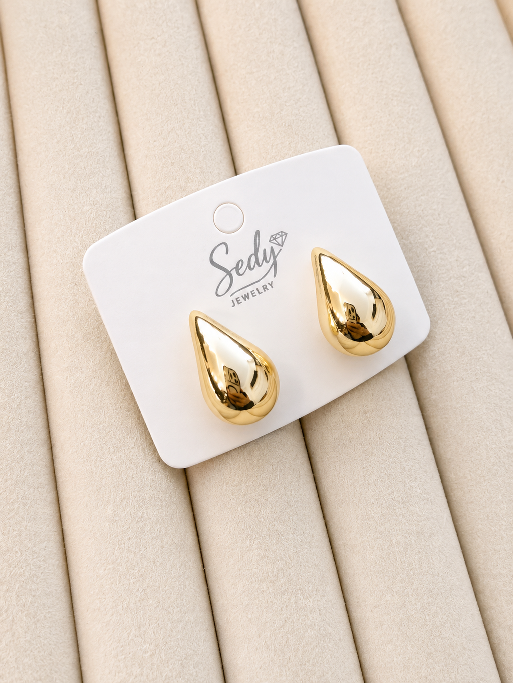 Gold Plated Teardrop Stud Earrings | Statement Studs