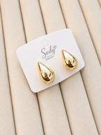 Gold Plated Teardrop Stud Earrings | Statement Studs