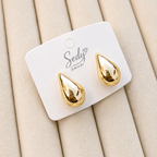 Gold Plated Teardrop Stud Earrings | Statement Studs
