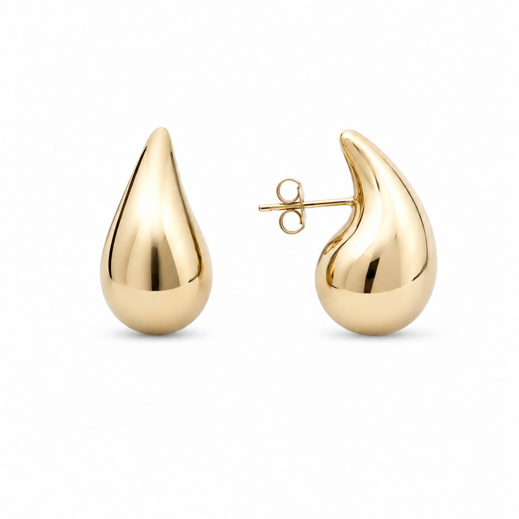 Gold Plated Teardrop Stud Earrings | Statement Studs