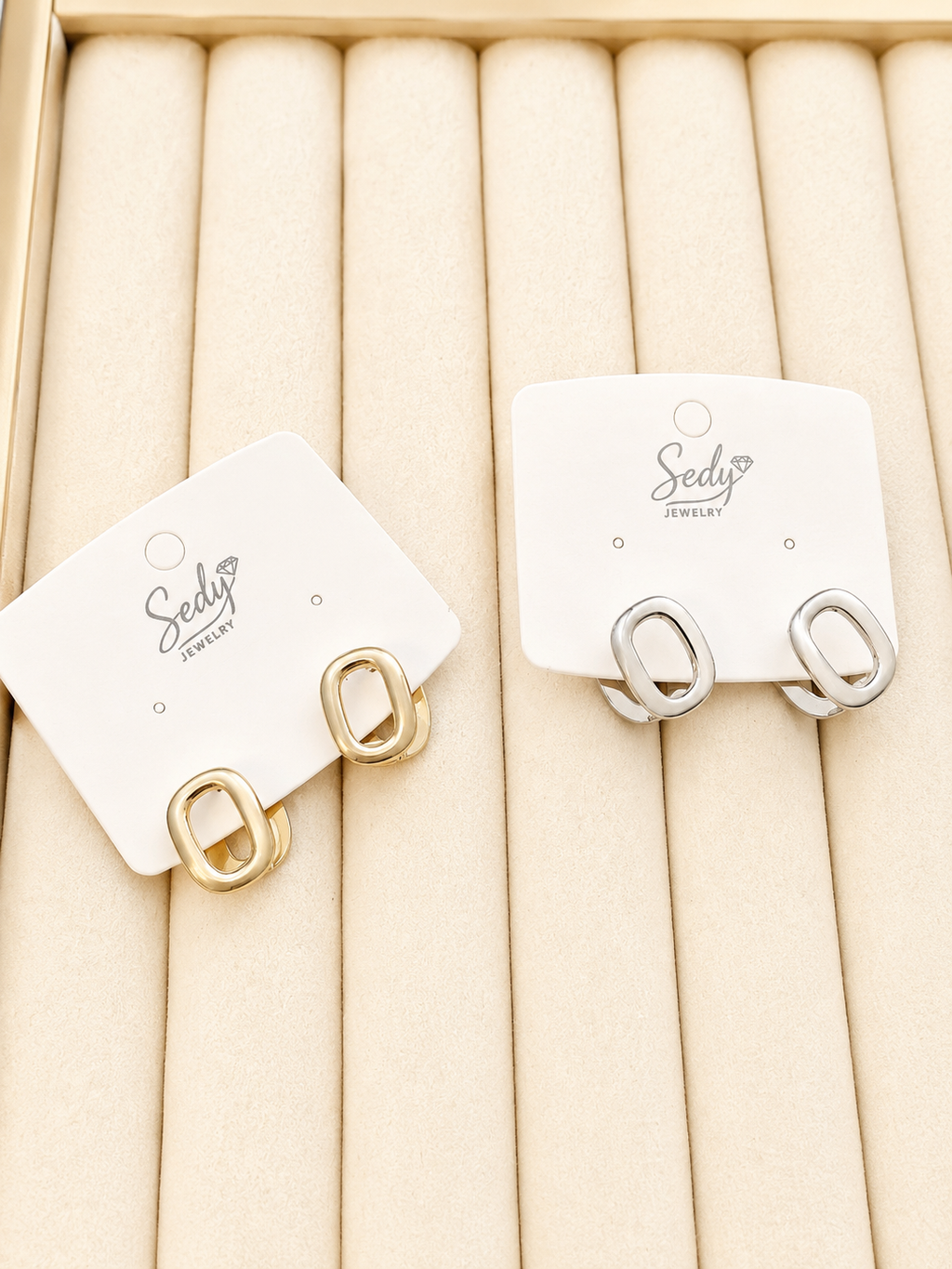 Matte Gold Plated Oval Huggie Earrings | Chunky Minimal