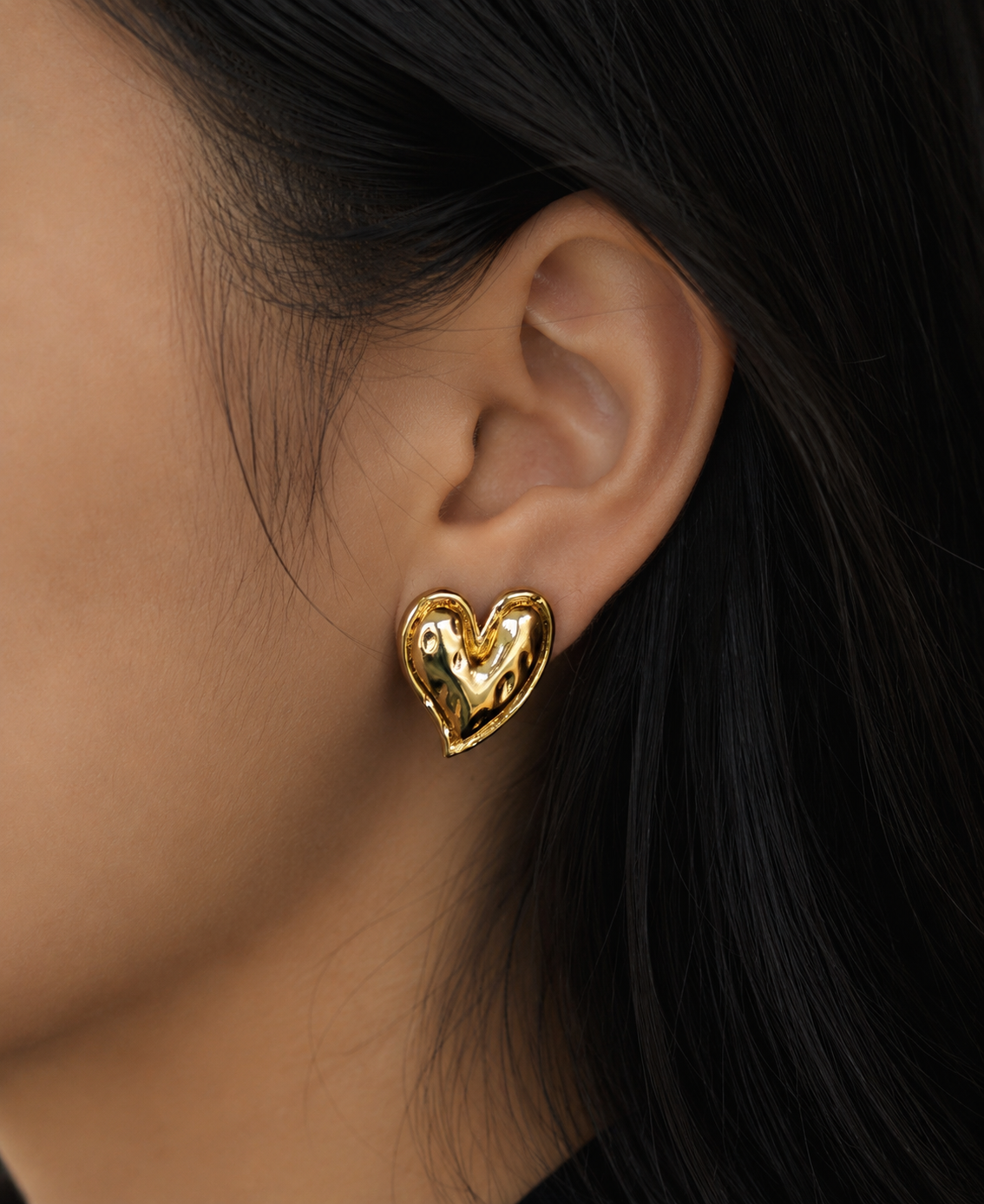 Heart-Shaped Gold Plated Stud Earrings by Sedy Jewelry