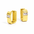 Gold Plated Geometric Huggie Hoop Earrings with CZ | Hypoallergenic | Tarnish Resistant