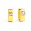 Gold Plated Geometric Huggie Hoop Earrings with CZ | Hypoallergenic | Tarnish Resistant