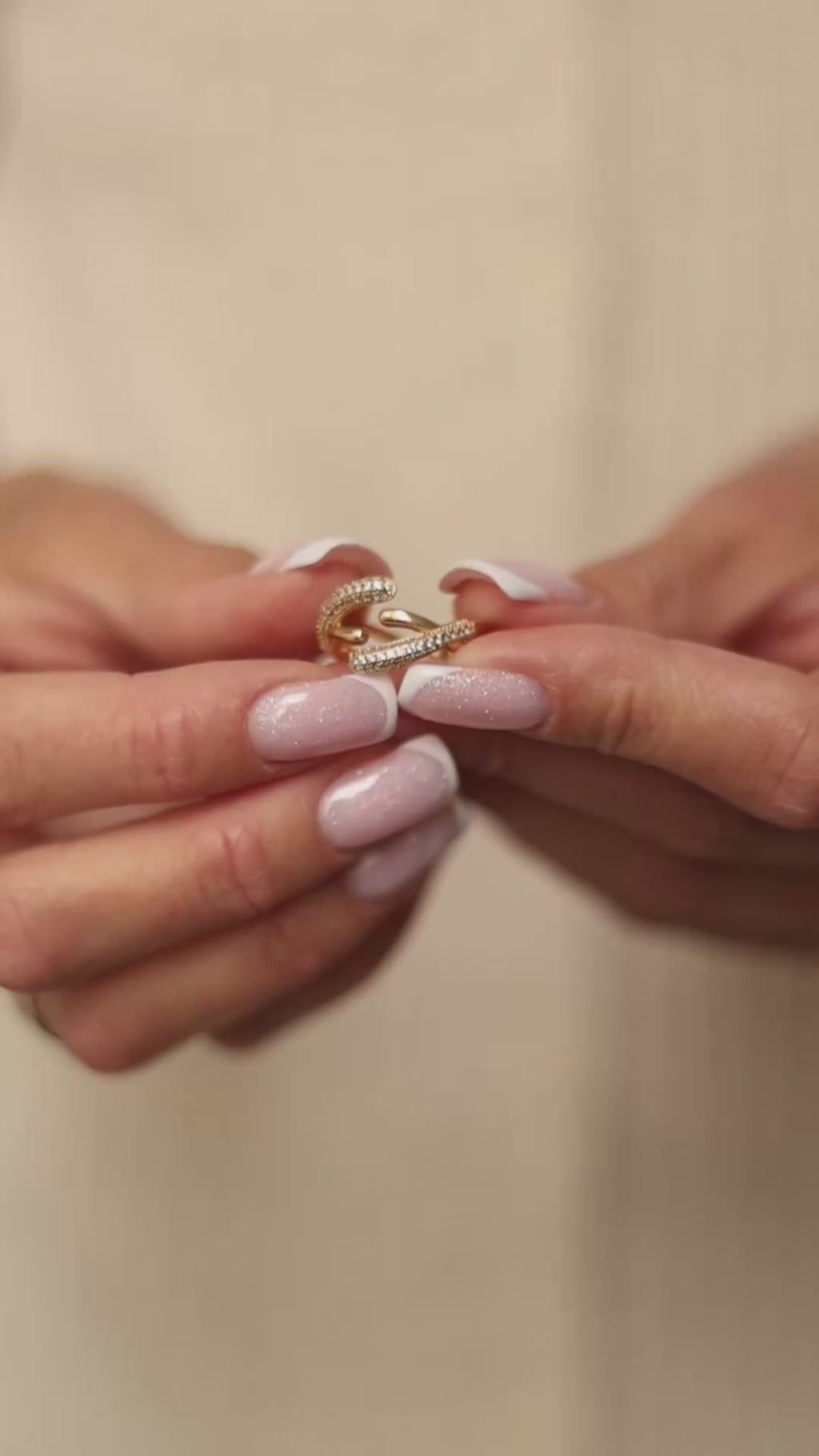 Embrace Ring – Gold Plated Adjustable Ring with Cubic Zirconia by Sedy Jewelry